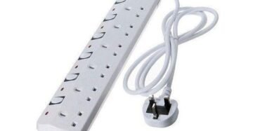 Jsb 6-Way Socket Power Extension Cable 5m Long White