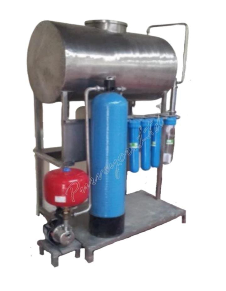PURVEYOR 1 FRESH WATER PLANT WITH STAINLESS STEEL HOLDING TANK & FILLING LINE UF 1000L/ HR